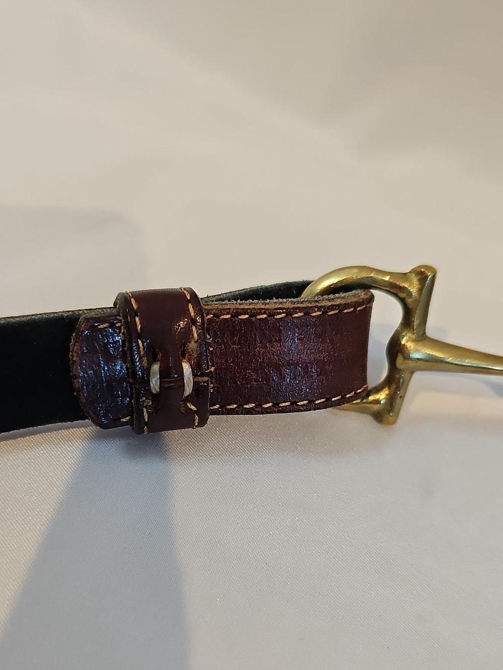 Classy Brown Leather Equestrian Belt Brass Horse Bit Clasp - Picture 4 of 5